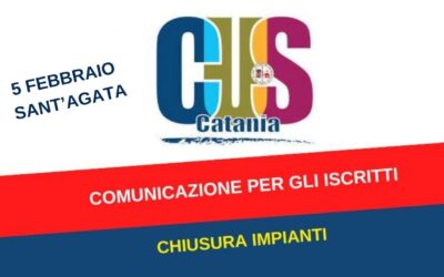 Impianti chiusi mercoledì 5 febbraio in occasione di Sant’Agata